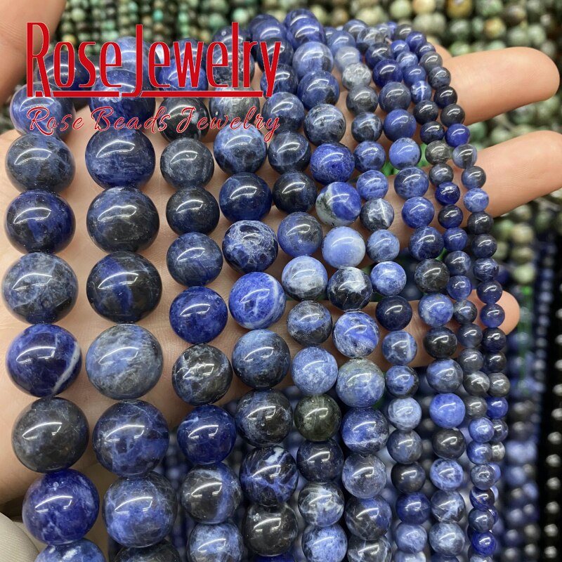 Natuursteen Donkerblauw Sodaliet Kralen Ronde Losse Spacer Kralen 4 6 8 10 12 Mm Voor Sieraden Maken Diy armbanden Accessoires 15&quot;