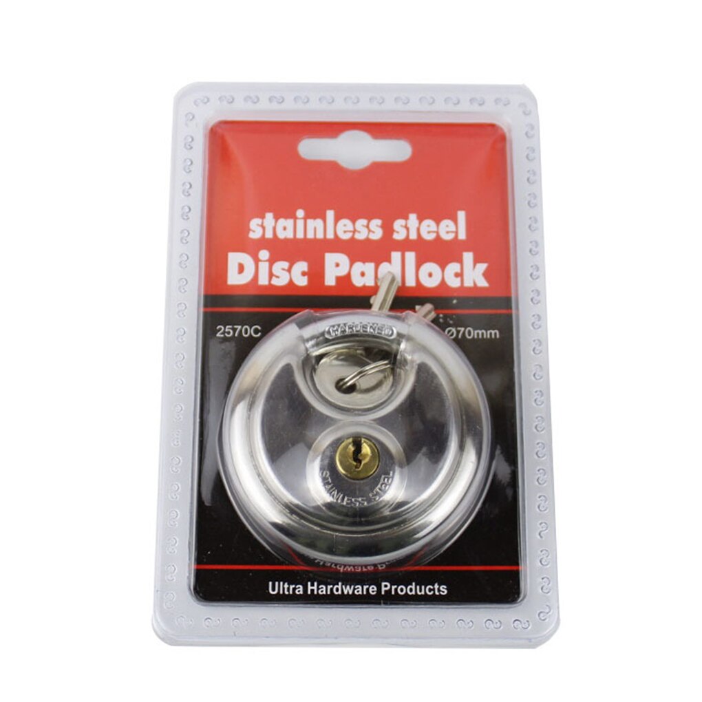 70mm Stainless Steel Anti-Theft Padlock Large Round Discus Lock For Warehouse Door Bicycle Anti Theft Lock With Key