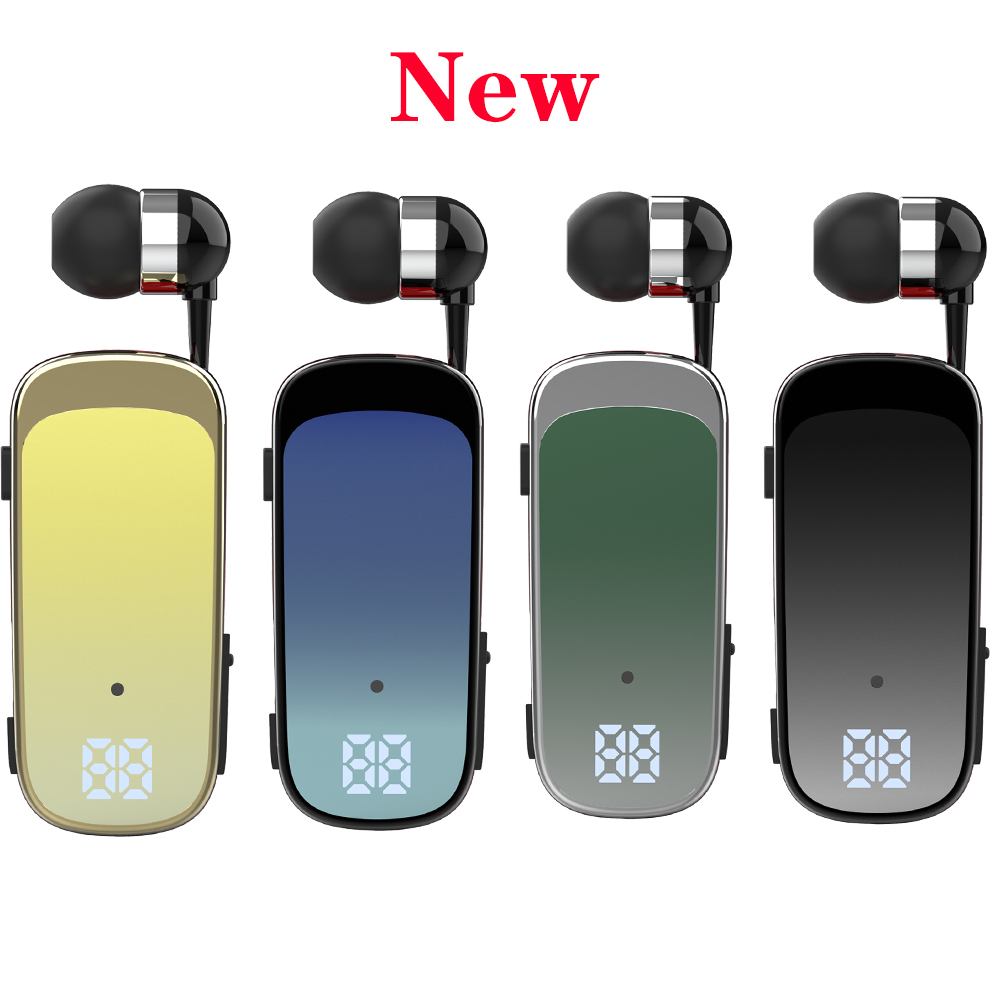 Écouteurs Bluetooth avec fil rétractable, casque avec fil, musique professionnelle, rappel de vibration 20h, allergique, 2 téléphones