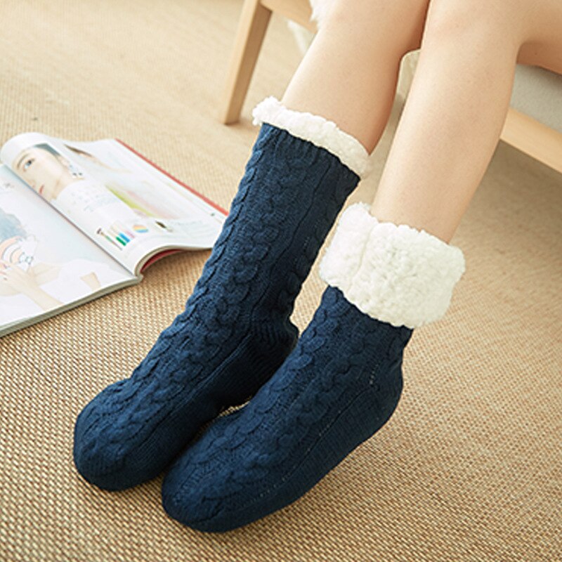 Lanshulan frauen Winter Socken Kanada-30 Grad Widerstehen Kalten männer Wolle Socken Für Mädchen Jungen Verdicken Socken Boden Warme: navy blue