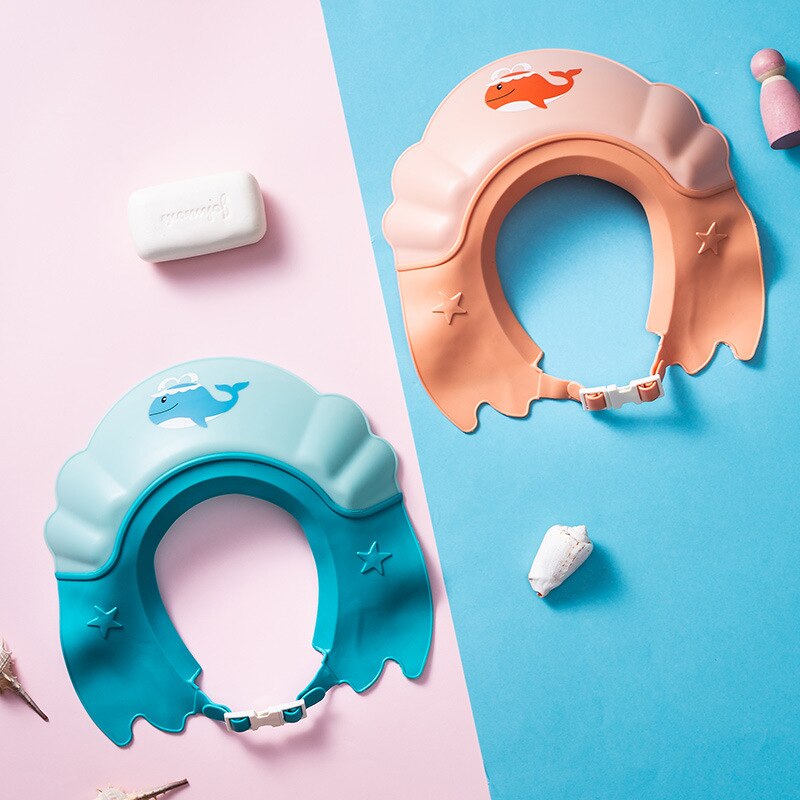 Gorro de champú para bebé, gorro de ducha ajustable para recién nacidos, protección para los oídos, Visor de baño para niños, cubierta para la cabeza, bonito escudo