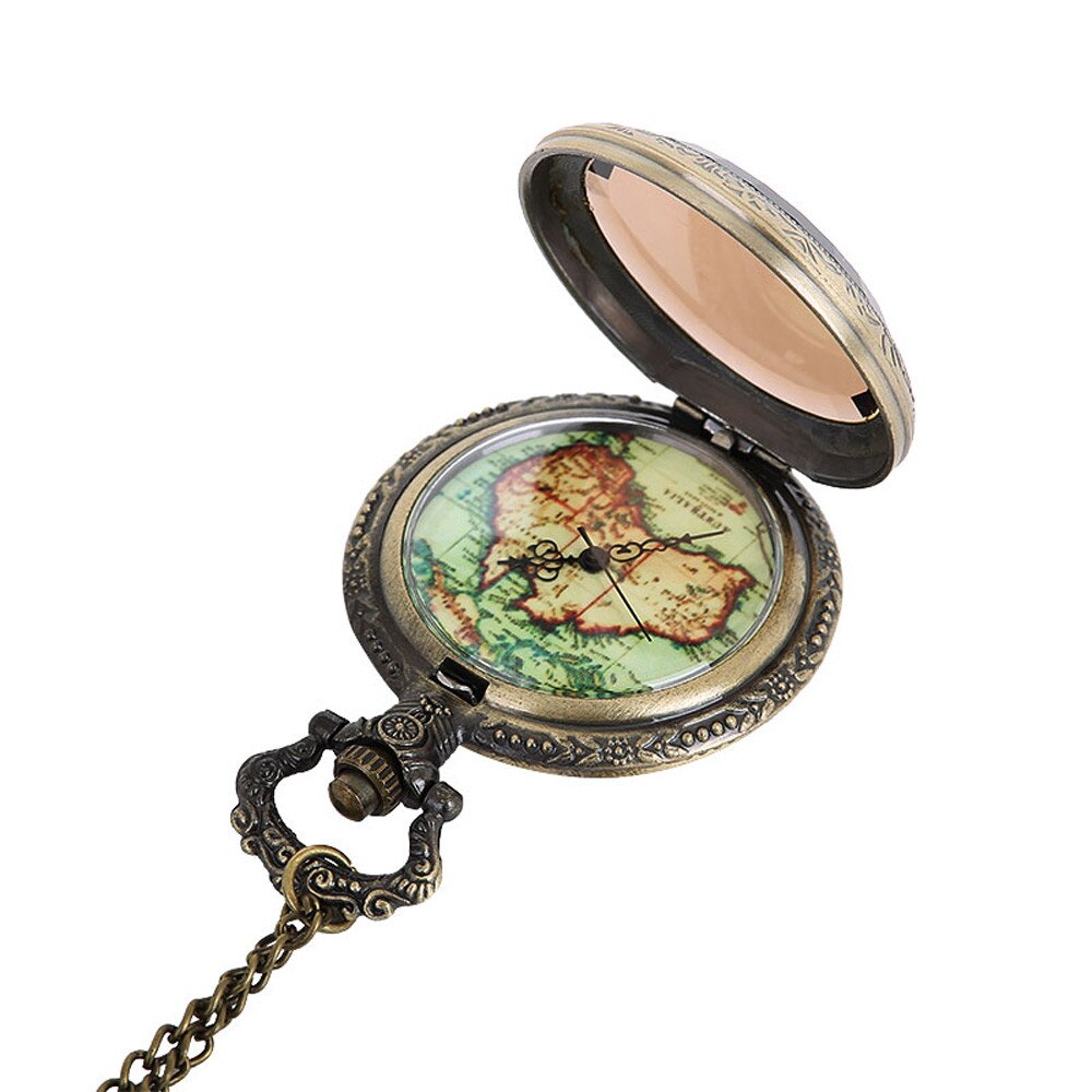 Men's Pocket Watch Map Commemorative Pocket Watch The Greatest Pocket Watch Necklace карманные часы relogio 50*