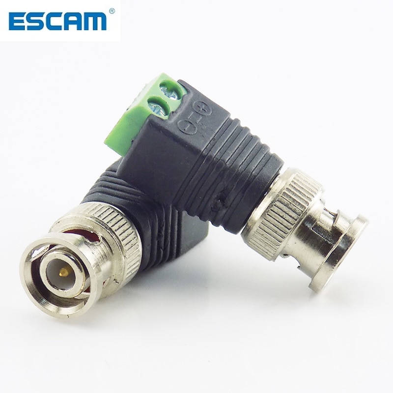 ESCAM 2x Coax CAT5 BNC Male Connector Plug DC Adapter Balun Connector voor CCTV Camera Security System Surveillance Accessoires