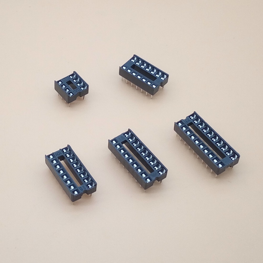 55 st/lot dip ic-uttag adapter lödtyp uttagssats 6,8,14,16,18,20 stift rund stift 8p