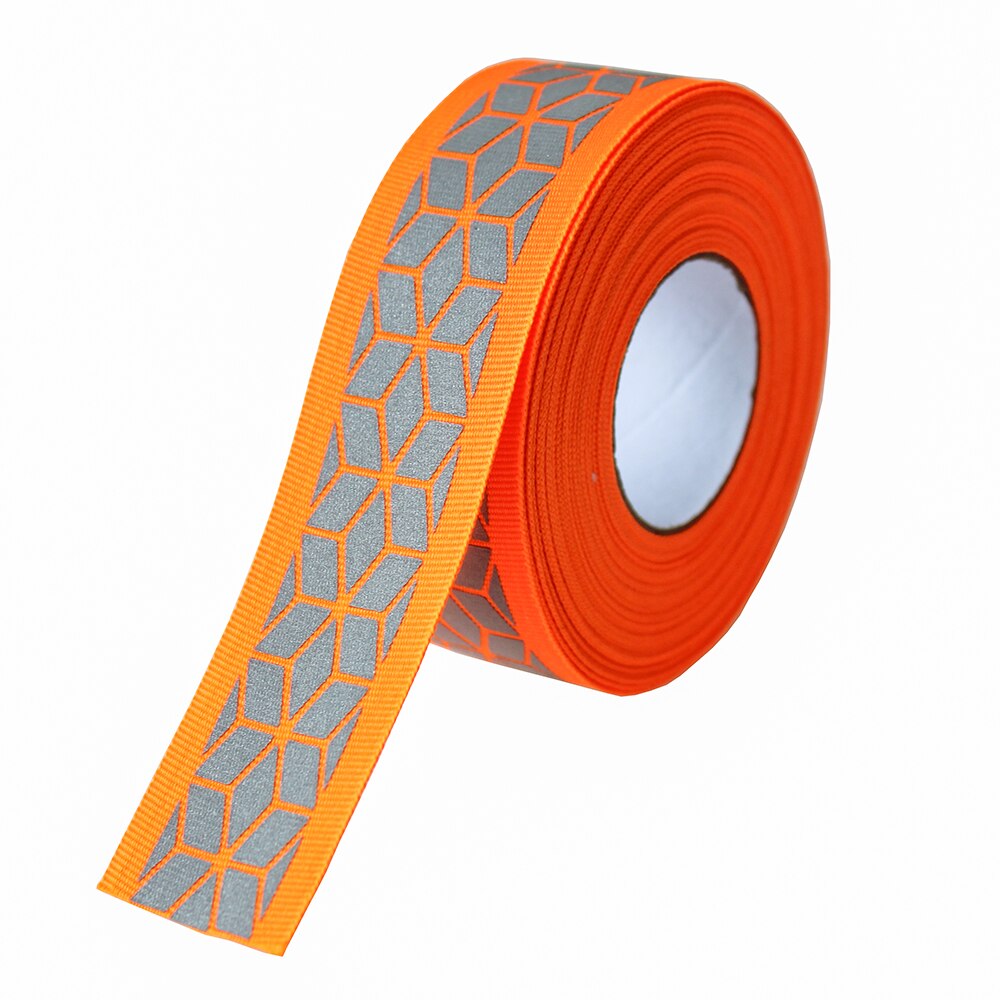 Sølv reflekterende webbing bånd diy stof tape til tøj sy  on 3cm x 2 meter: Tjek-orange