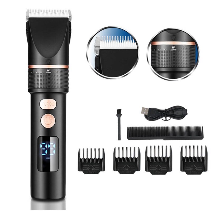 Adjustable Hair Clippers for Men with 6 Guide Combs LED Display Hair Trimmer MOLF