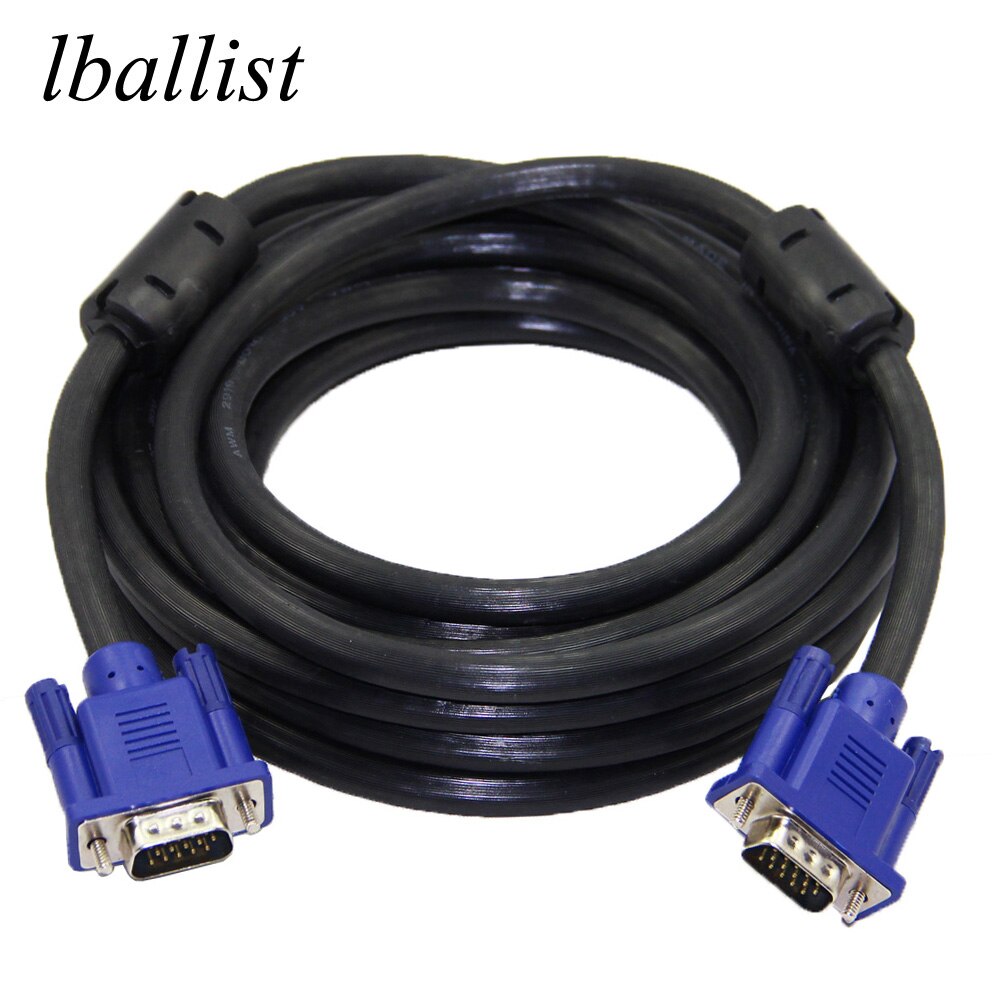 Lballist Cable VGA macho a 3 + 6 HD 15PIN para LCD CRT proyector PC Monitor portátil 1,5 m 3m 5m 10m 15m