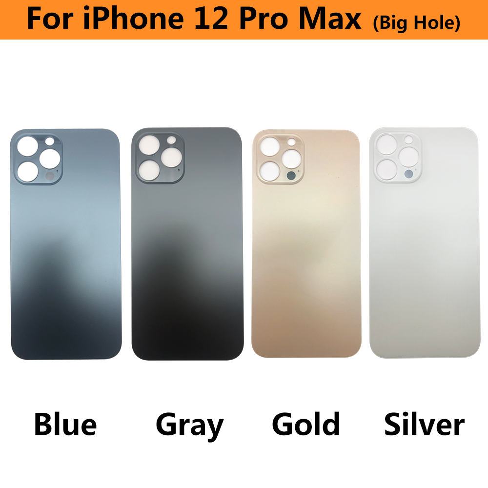 Big Hole Glass Back Cover For Iphone 12 Pro Max 12 Mini Battery Back Cover Glass Rear Door Replacement Housing