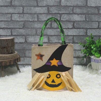 Halloween Candy Bag Cute Pumpkin wizard Children's Party Decoration Halloween for Children: Light Grey