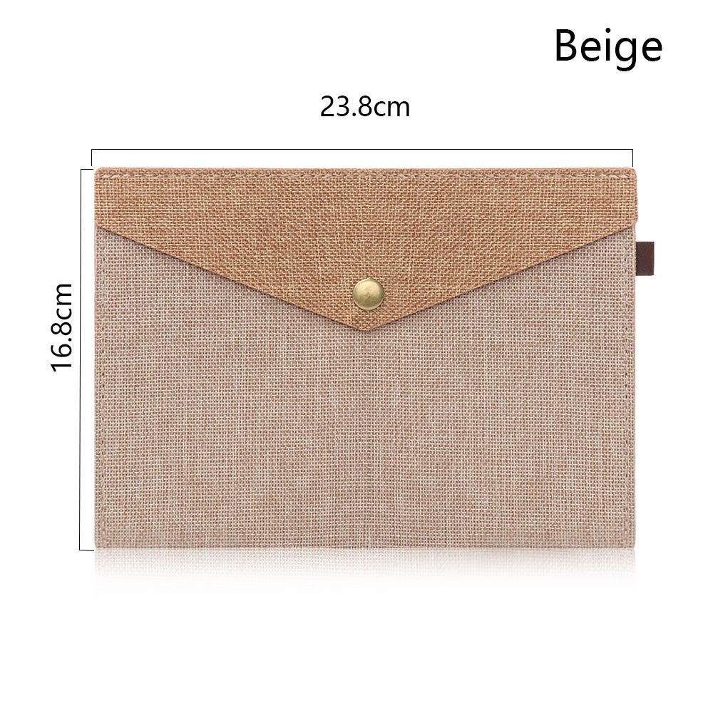 1PC Simple A4/A5 Big Capacity Document Bag Imitation Linen Canvas Felt File Bag Briefcase File Folders Office Supply: S beige