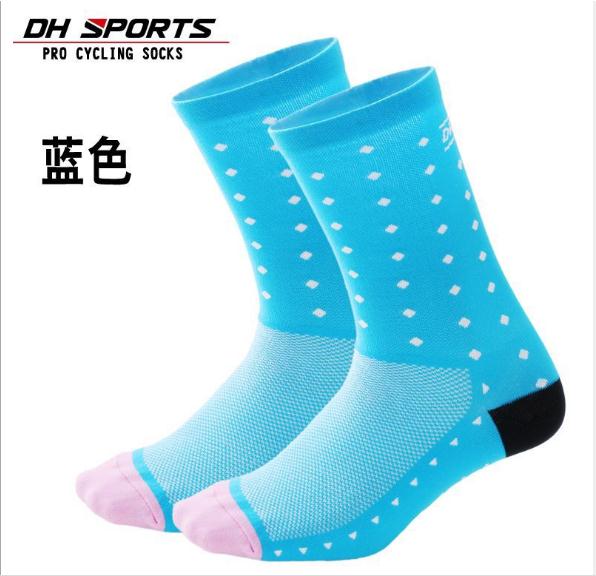 Calcetines de ciclismo DH/DH04 para hombre, medias deportivas de nailon para baloncesto y senderismo al aire libre, 3 par/lote: Azul