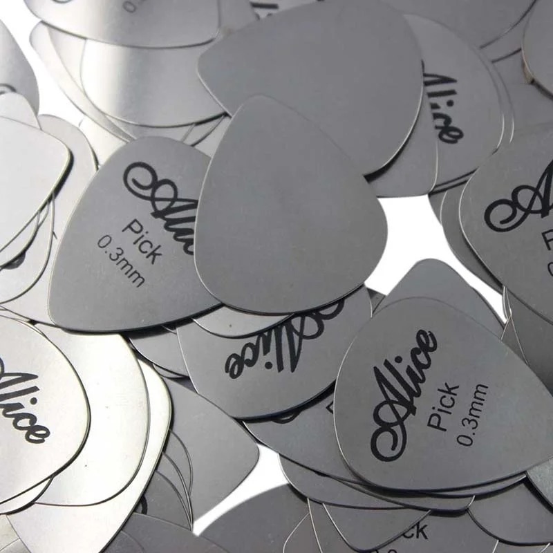 5 stks/10 stks Metalen Gitaar Pick 0.3mm Dunne Duurzaam Zilver Kleur Professionele Bas Ukelele Plectrums