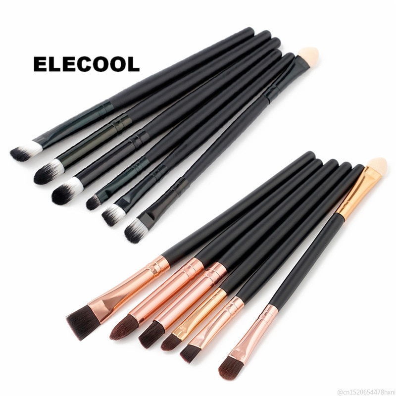 Elecool 6 Stks/set Make-Up Kwasten Set Eye Make-Up Kwasten Set Oogschaduw Eyeliner Wimper Wenkbrauw Lip Brush Make-Up Tool