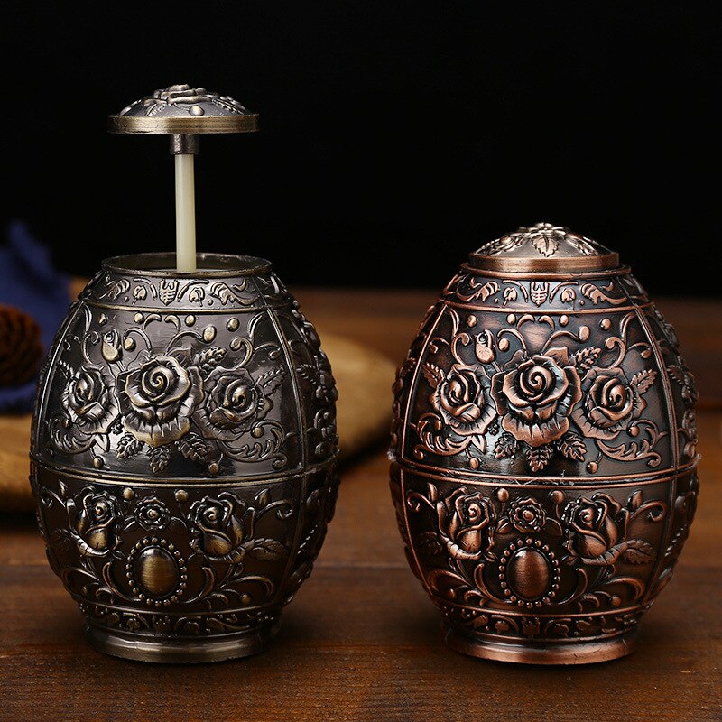 Soporte de palillo de dientes de bronce de lujo de estilo clásico, soporte automático de aleación de Zinc, flor de alivio de , decoración de botella de palillo de dientes Vintage