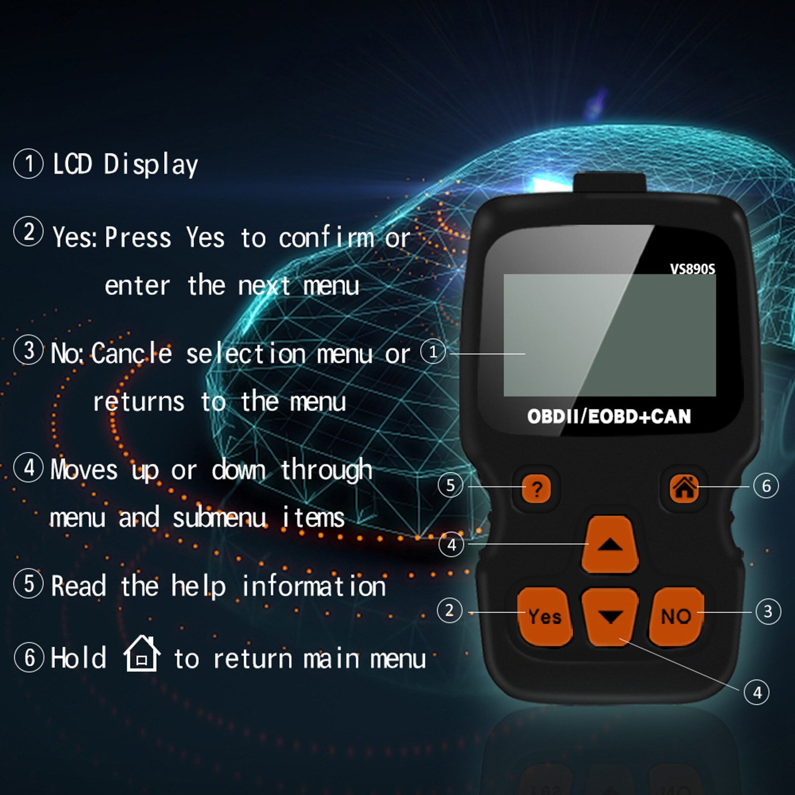2.4" OBD2 Diagnostic VS890S Automobile tool Scanner Car Code Reader Multi-language Supported Car Automobile Car Scanner