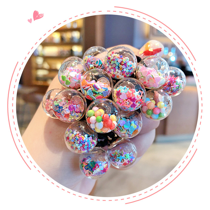 16 Pcs/Lot Glass Balls Hair Elastics Beads Hair Bands Hair Ties Girls&#39; Hair Ties Accessories
