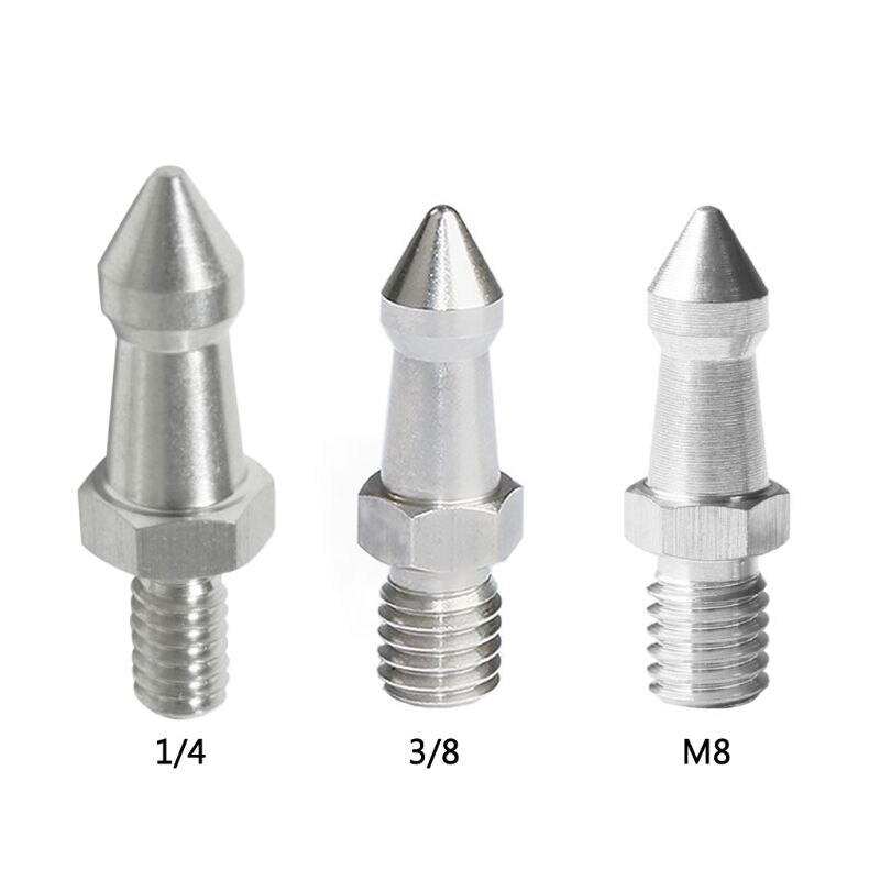 2PCS In Acciaio Inox Treppiede Picchi di 3/8 1/4 M8 Macchina Fotografica Spike Monopiede Piede Vite