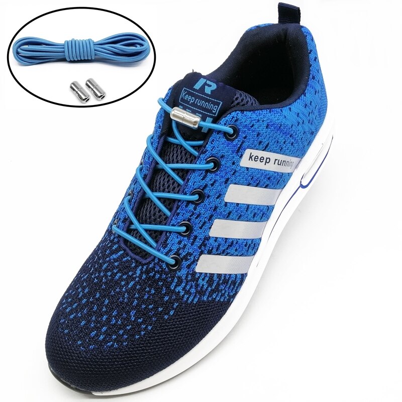 Cordones de zapato elásticos con cerradura de Metal para niños y adultos, Cordones redondos para zapatillas, cordones rápidos, tiras de zapatos perezosos, sin atar, Z051