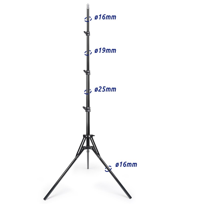 TENWISH 2 Meters 6.5' Reversible Leg Light Stand Compact Portable Tripod for Photographic Studio Ring Lamp Youtuber Tiktok Live