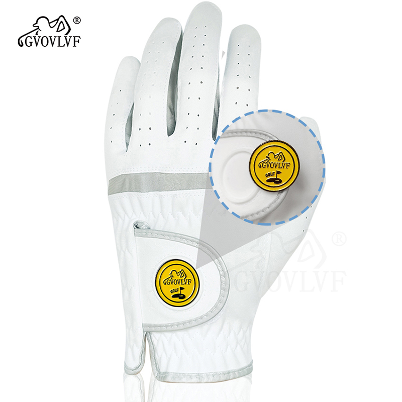 Guante de Golf para hombre, microfibra tela suave, transpirable, cómodo, con marcador magnético reemplazable, 1 unidad