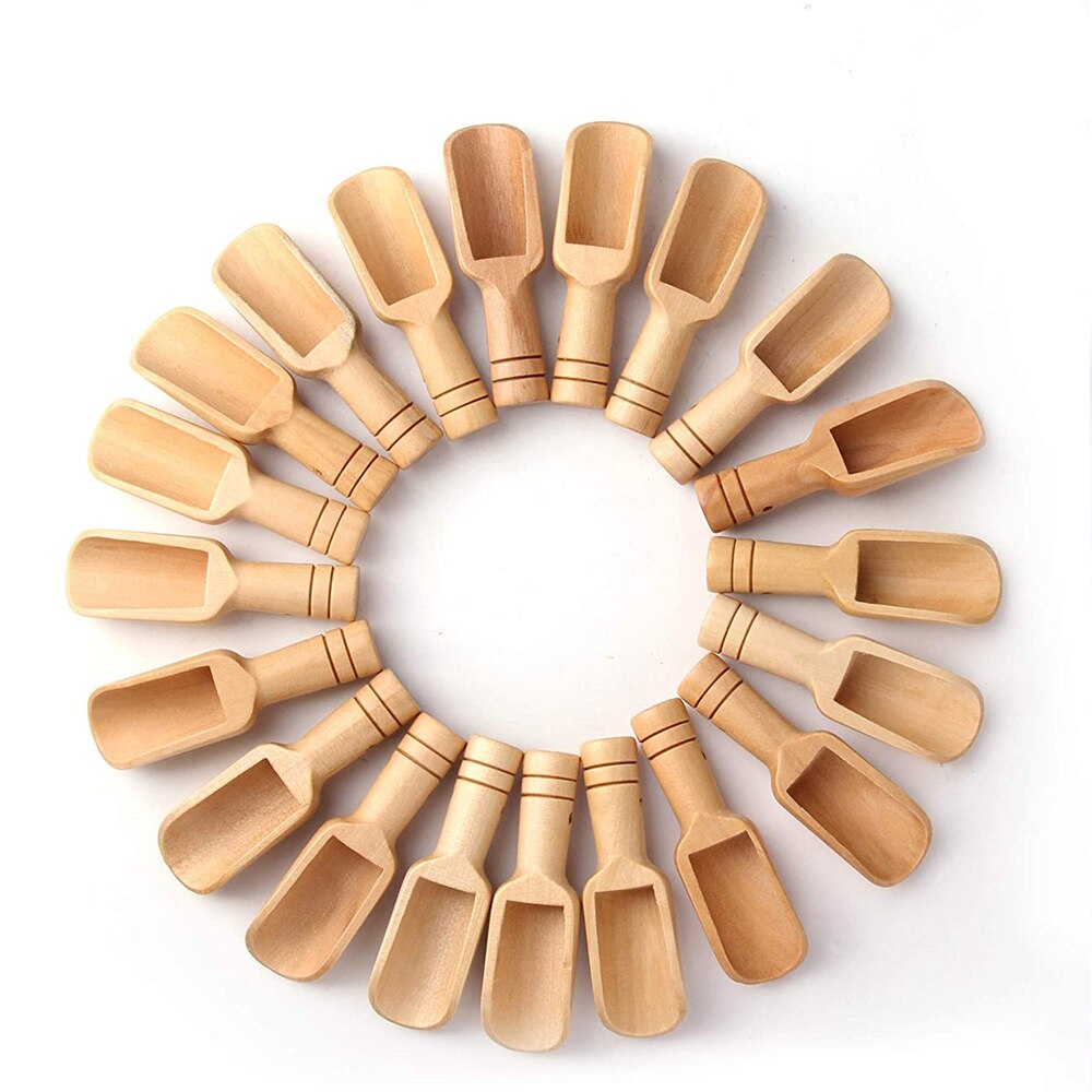 Obelix Mini Wooden Spoon, Mini Bath Salt Spoon, Wooden Candy Spoon, Washing Powder Spoon Set Baby Spoon For Home (3 Inches Long): 20PCS