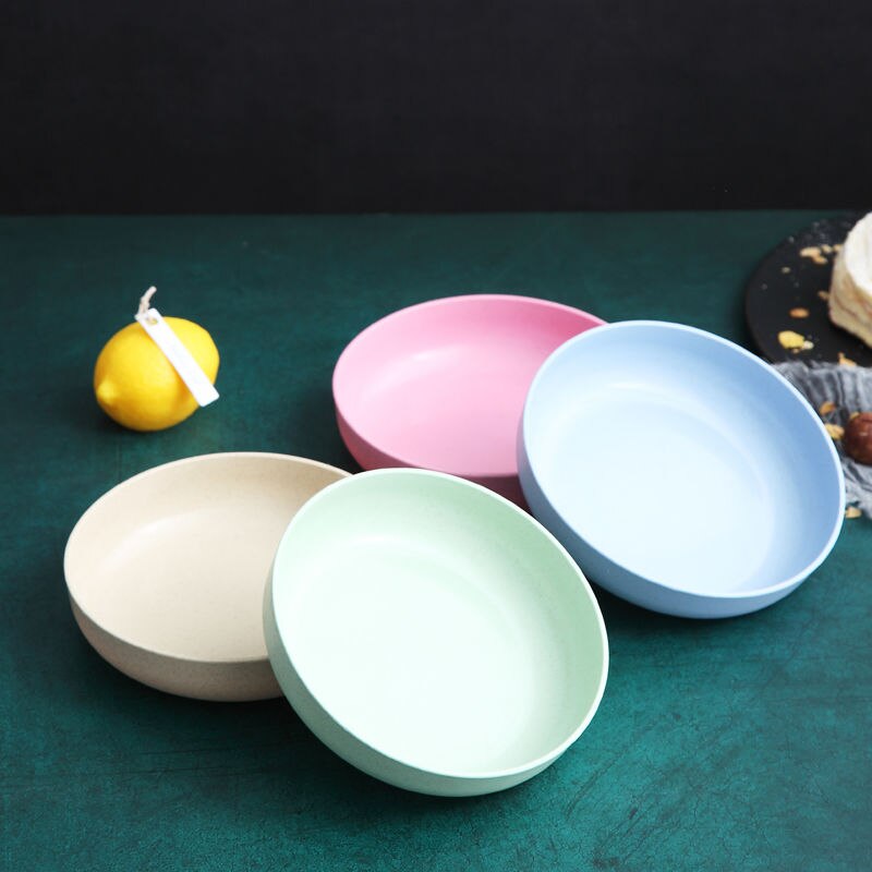 4PCS little plates for home use wheat straw plates for bone spits and side dishes for home use lovely fruit cakes