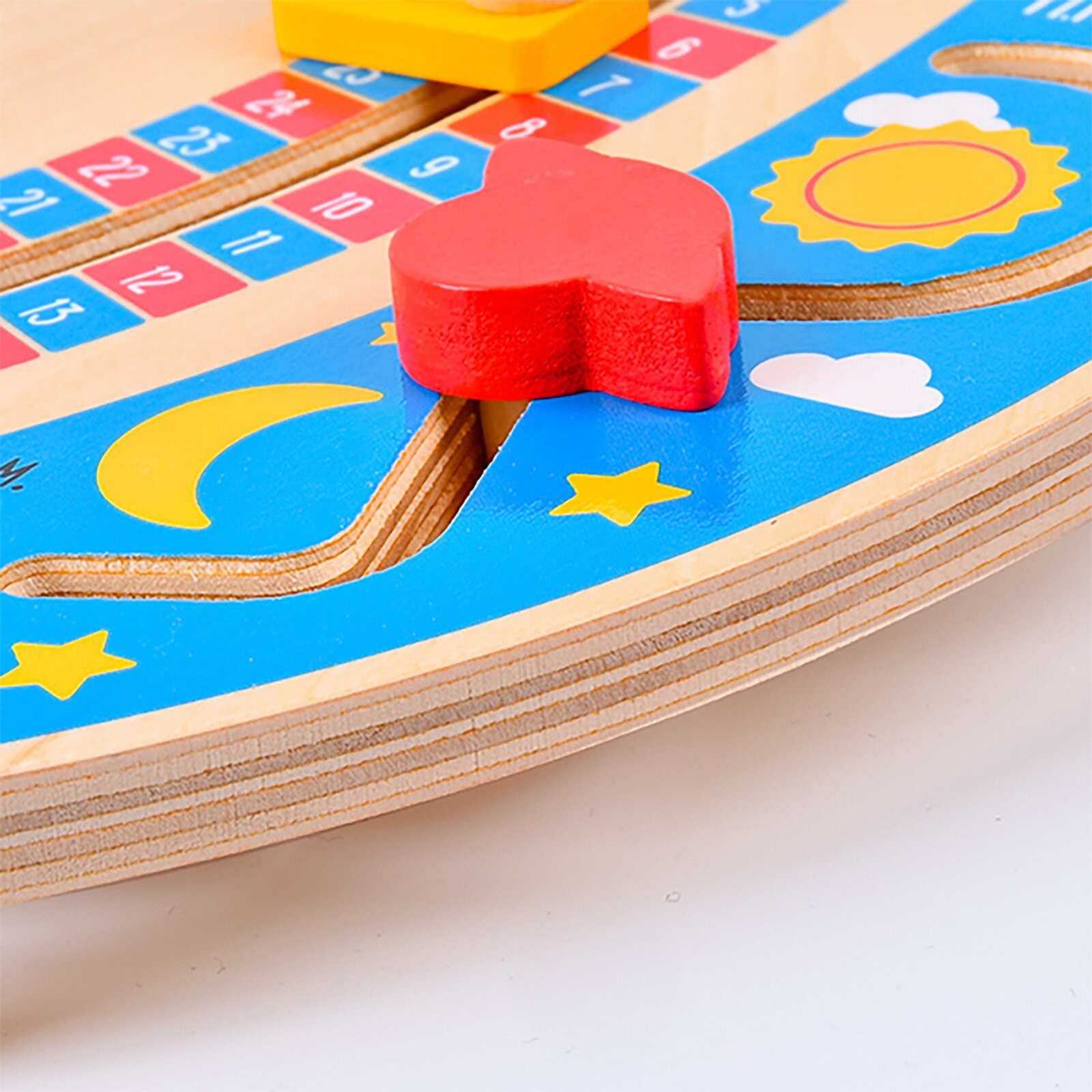 1pc Wooden Clock Cartoon Calendar Board Wooden Matching Time Toy Deck Ornaments Photography Props Decorative Matching Toys