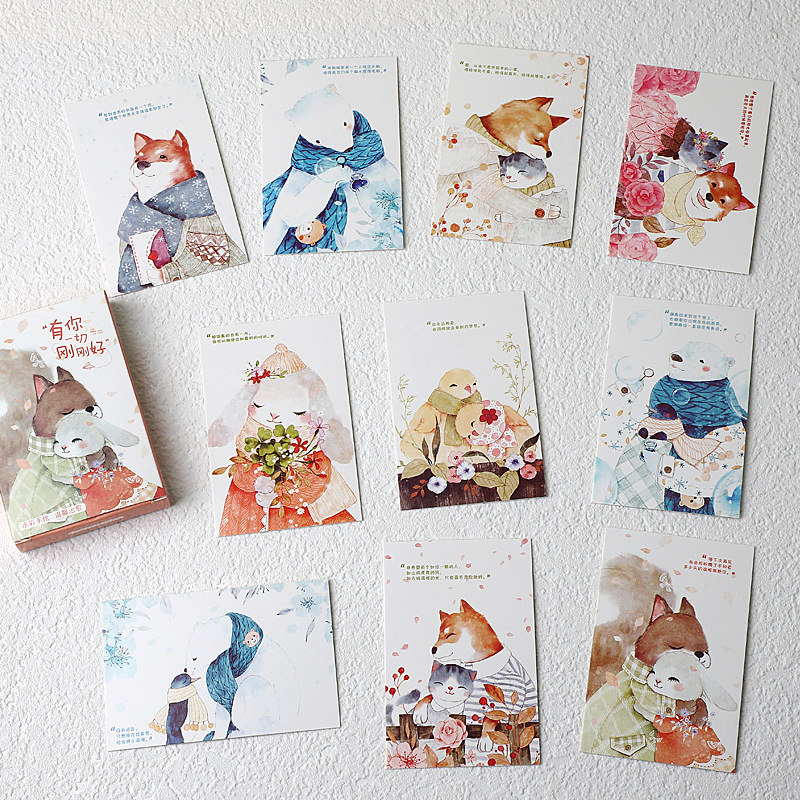 28 Teile/satz Cartoon Visitenkarten Student Grußkarten Mini Postkarte Nette Schreibwaren Geburtstag Mini Brief Umschlag Karte Set: N