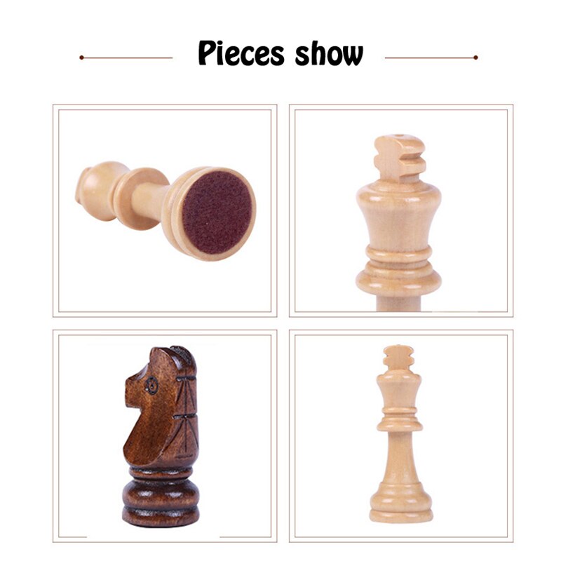 Træ skak sæt høj grad 4 dronning skakspil konge højde 80mm skakbrikker foldning 39*39 cm skakbræt med træ skakmænd  i8