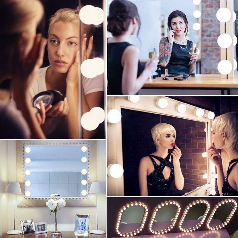 Miroir de maquillage vanité lumière LED ampoules Kit lampe 3 niveaux luminosité réglable éclairé maquillage miroirs cosmétiques lumières