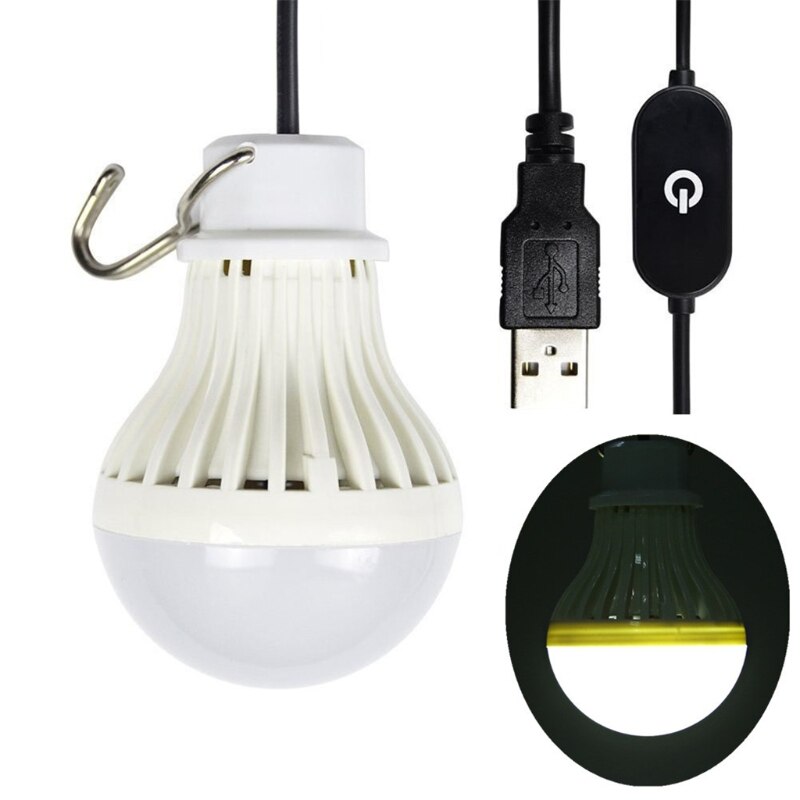 T3LB 1Pc Draagbare Usb Lamp Licht 5V 5W Globe Lamp Met 2.5M Usb Interface Kabel voor Camping Garage Magazijn Auto