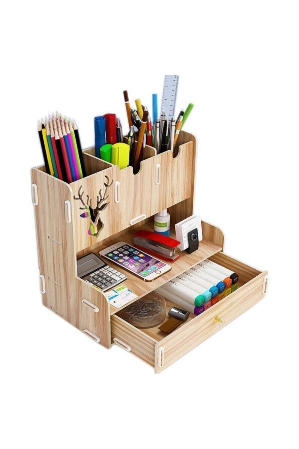 Kompas Houten Desktop Pen Houder Organizer