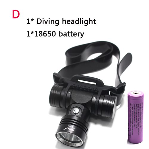 Faro de buceo IPX8 L2 faro impermeable de buceo 100 metros linterna subacuática luz amarilla/blanca luz LED para cabeza: RGB / Negro