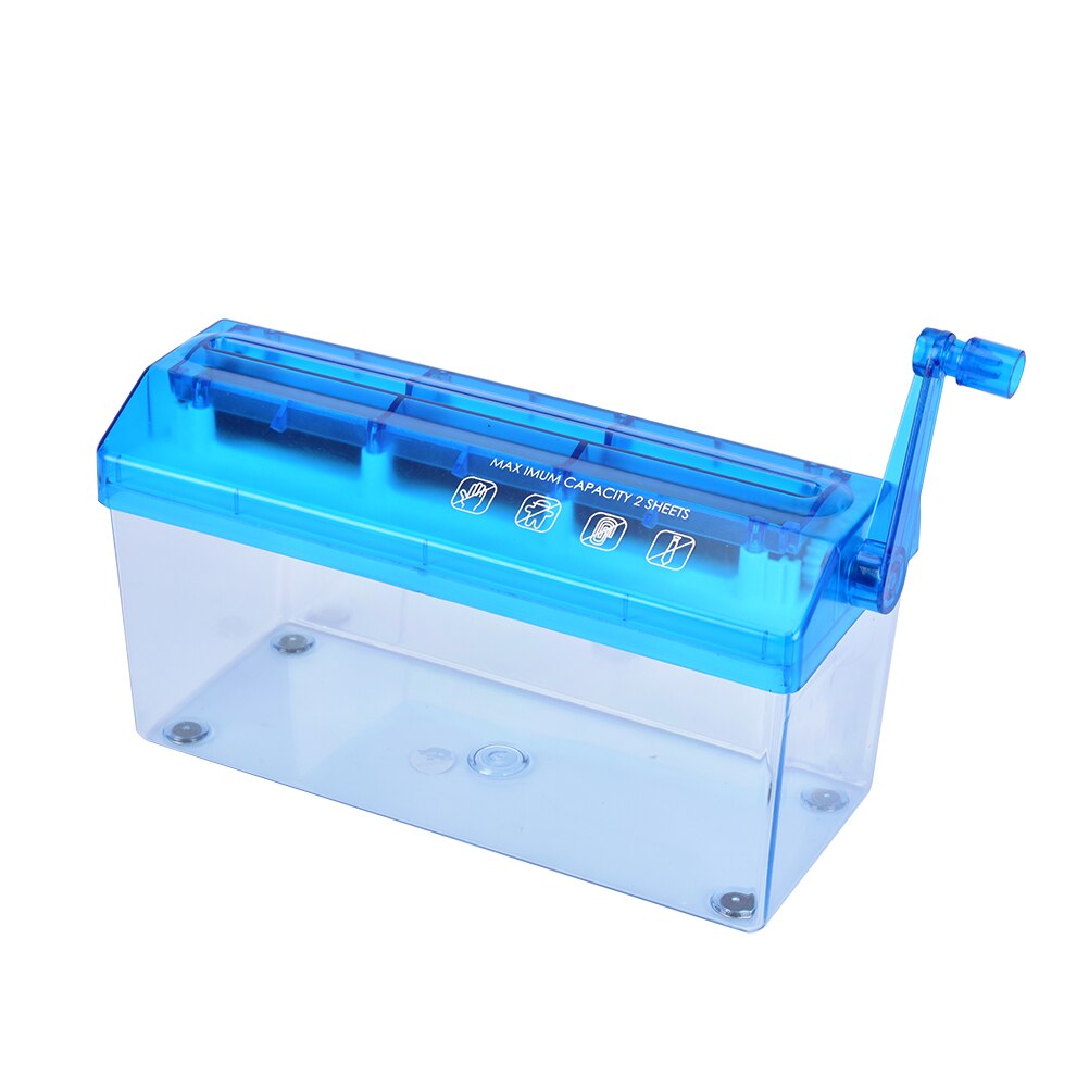 Cutting Transparent Home Office Shredder for A6, Folded A4 Paper Strip-Cut Paper, Mini Hand Crank Paper Shredder Paper: blue