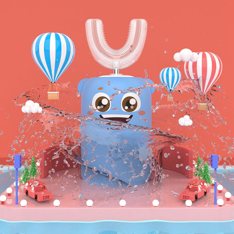 Kinderen U-Vormige Elektrische Tandenborstel Volautomatische Cartoon Ultrasone Smart U-Vormige Tandenborstel Siliconen Elektrische Tandenborstel