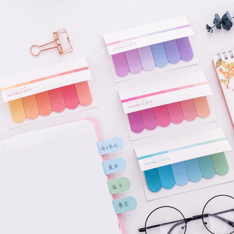 6 Colors Gradient Cute Kawaii Memo Pad Sticky Notes Index Posted It Planner Stickers Notepads Stationery Office School Supplie