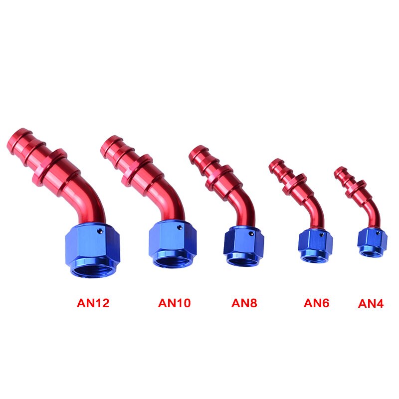 ESPEEDER AN6 Oil Fuel Line Adapter Fittings Anoized Aluminium Rood En Blauw Push Lock Slang End 45 Graden Fuel Push -on Montage