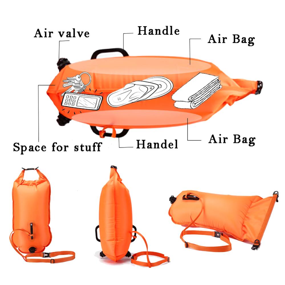 Utendørs svømme bøye multifunksjonell svømming drivpose svømming flyte vanntett pvc livbelte vannsport