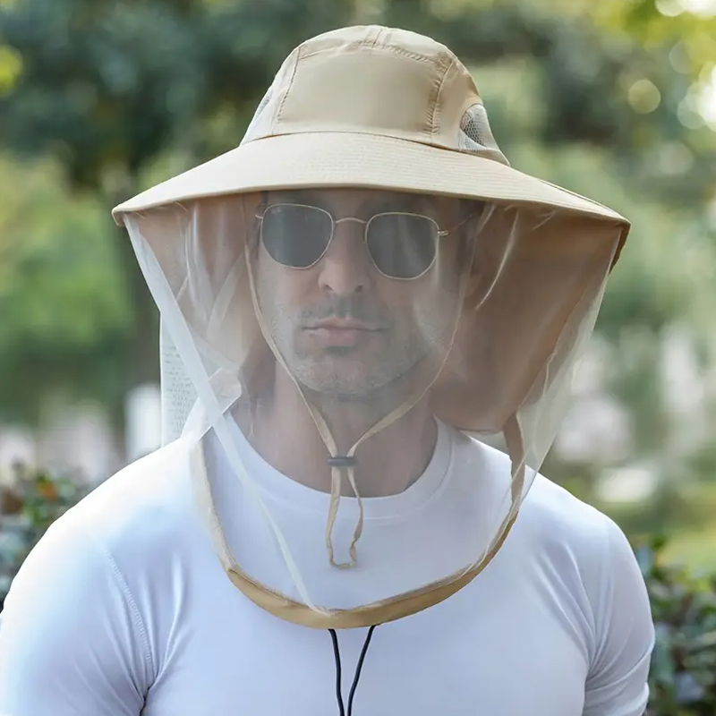 Gorro antimosquitos plegable a la con malla de red oculta para mujeres y hombres, gorro repelente de insectos y abejas, gorro de pesca con protección solar