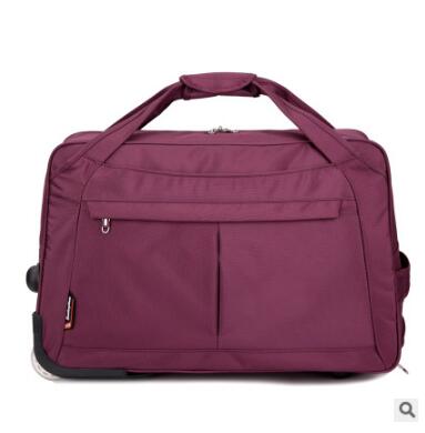 Waterproof Travel Trolley bag Nylon Cabin Travel Luggage Trolley Bag luggage suitcase Travel bags on wheel wheeled Rolling Bags: purple 20 inch