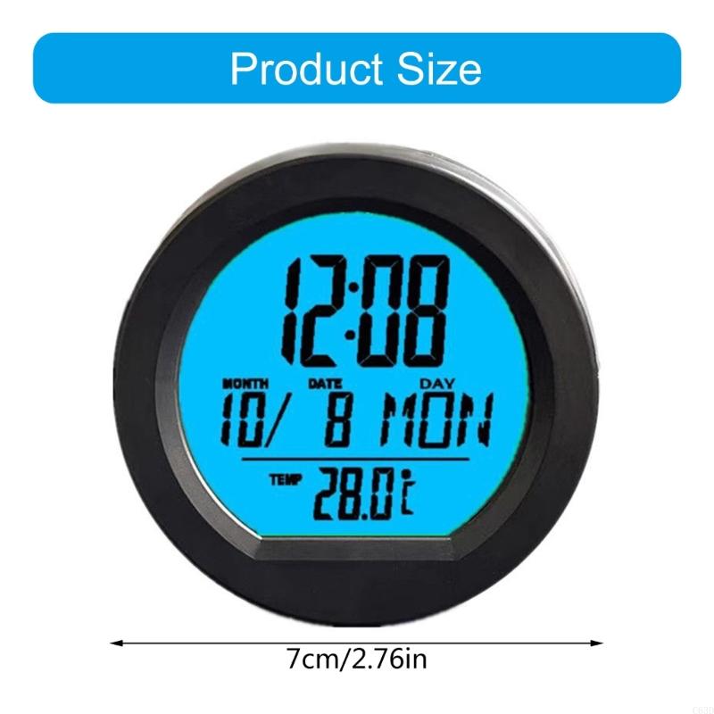 C63D Automotive Dashboard Mount Adhesive Round Clock Digital Clock