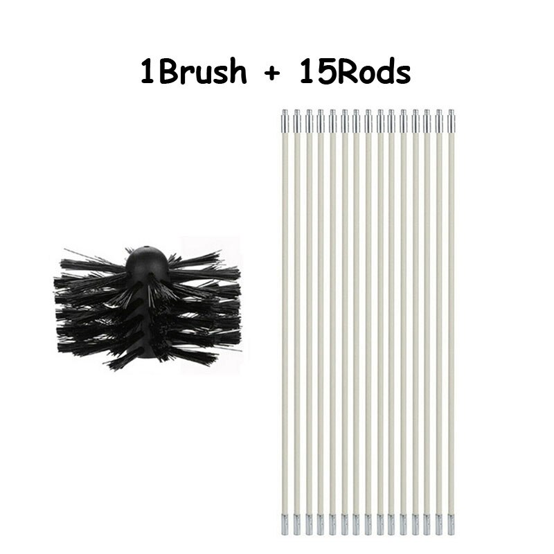 Lange Handvat Flexibele Pijp Staven Met Nylon Borstel Voor Schoorsteen Cleaner Borstel Schoon Rotary Sweep Systeem Haard Kit Rod Tool set