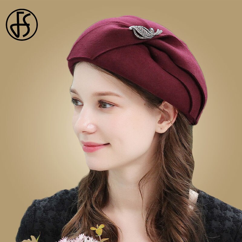 Fs Zwarte Baret Hoeden Voor Vrouwen Fedora Brede Rand Wolvilt Hoeden Cloche Hoed Voor Dames Hoed Vintage Kerk Ronde baretten Chapeau Femm