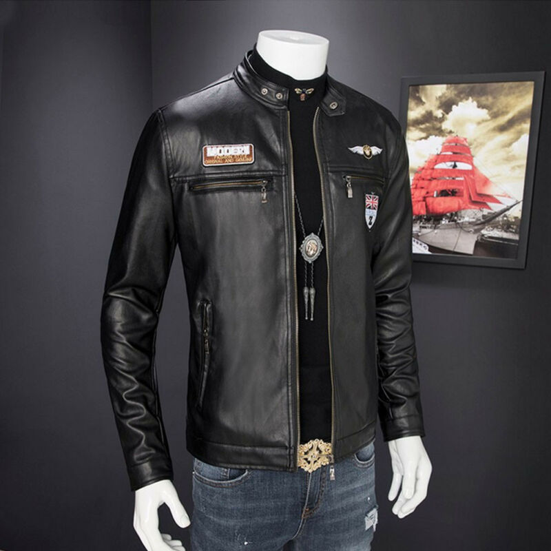 Chaqueta de cuero de imitación para hombre, prendas de vestir de talla grande M-3XL