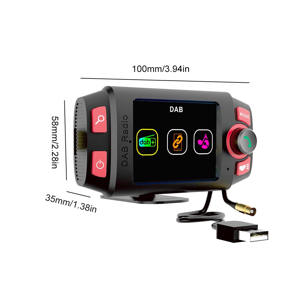 Car DAB Receiver 2.4inch 4 Color Screen Music Playback Bluetooth Player TF Card Aux DAB Digital Stereo MP3 Radio FM Transmitter