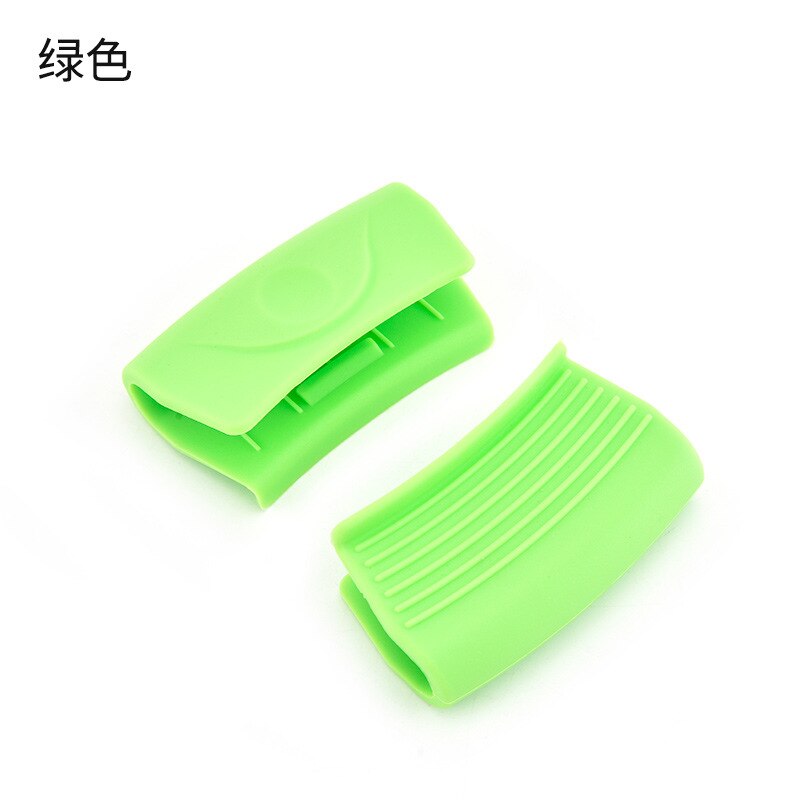 Couvercle de poignée de casserole en Silicone, outils chauds, Clip de plaque, Anti-brûlure, accessoires de cuisine épais, protège-oreilles: Green
