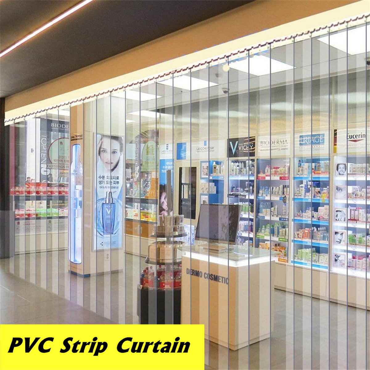 Transparante 2M Pvc Strip Gordijn Vriezer Kamer Deur Strip Gordijnen Winddicht Warmte Koude Weerstand Opknoping Rail Gordijnen Kit