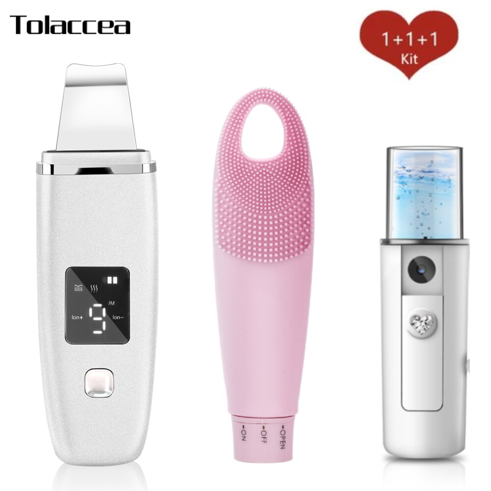 Ultrasonic Skin Scrubber Facial Cleaner Machine Face Blackhead Remover Spa Nano Sparyer Steamer Skin Care Tool