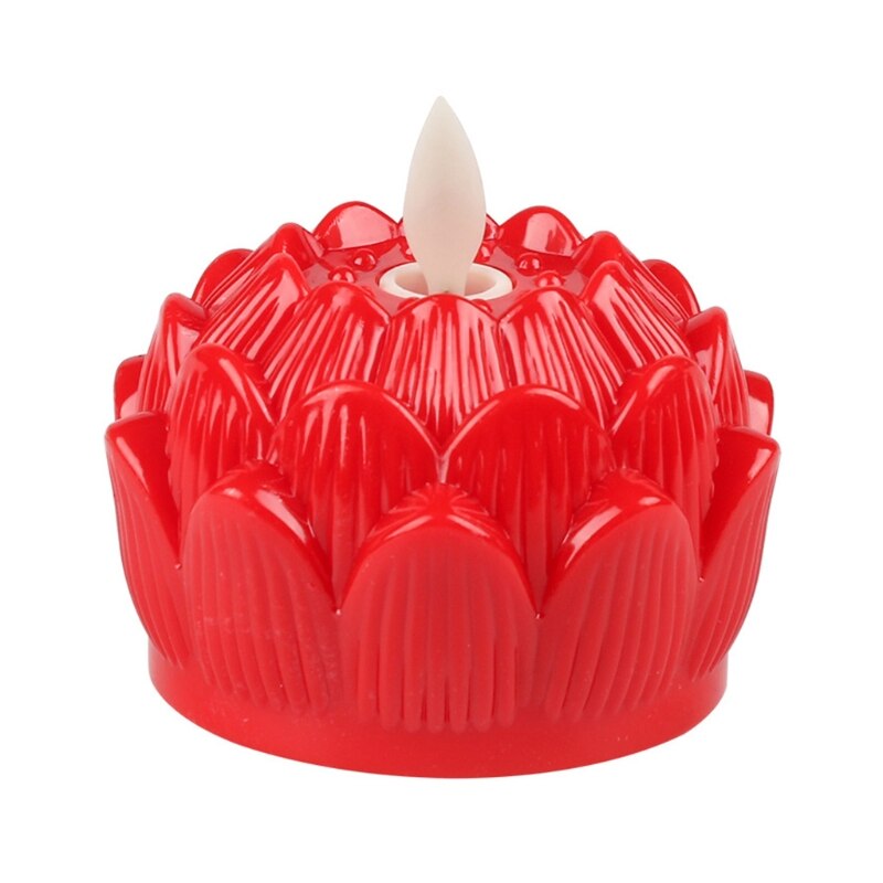 2022 Lotus Light Asian Table Desk Altar Lotus Lamp Light Traditions Decoration: red