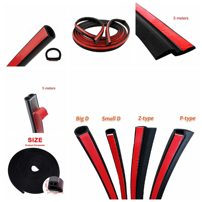 B/D/Z/P/L/U Type Auto Deur Afdichting Strip Geluidsisolatie Anti-stof Geluidsisolatie Auto Rubberen Afdichting Strip 2/4/5/10 M Auto Styling